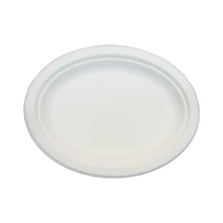 GREEN WAVE INTERNATIONAL TW-POO-012 PEC White 10 x 12.5 in. Bagasse Evolution Oval Plate - Case of 500 TW-POO-012  (PEC)